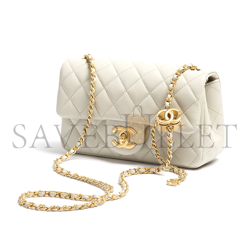 CHANEL MINI FLAP BAG SHINY LANBSKIN AS5759 (20*13*7cm)